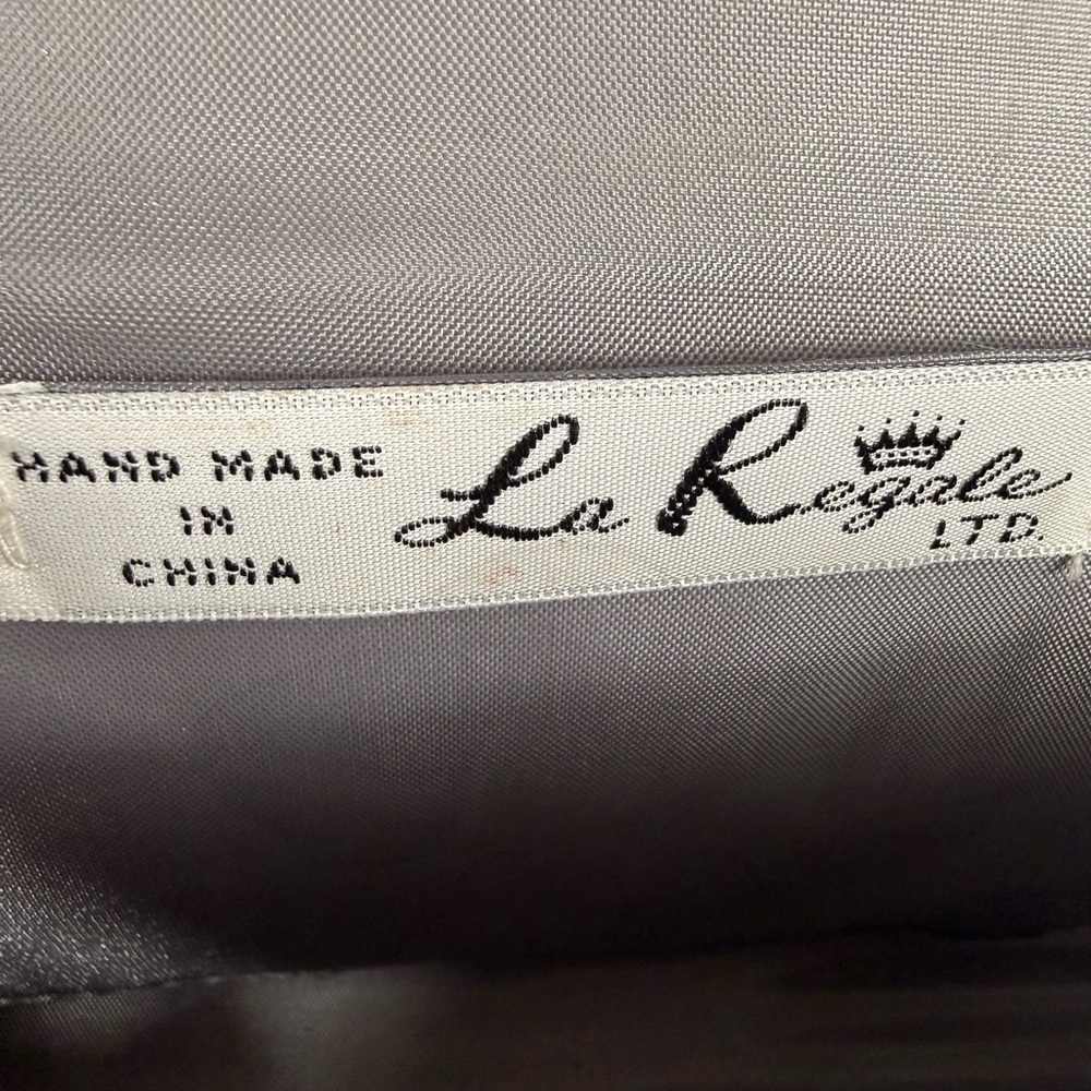 La Régale vintage evening bag-gray with beading and long strap - Picture 7 of 7
